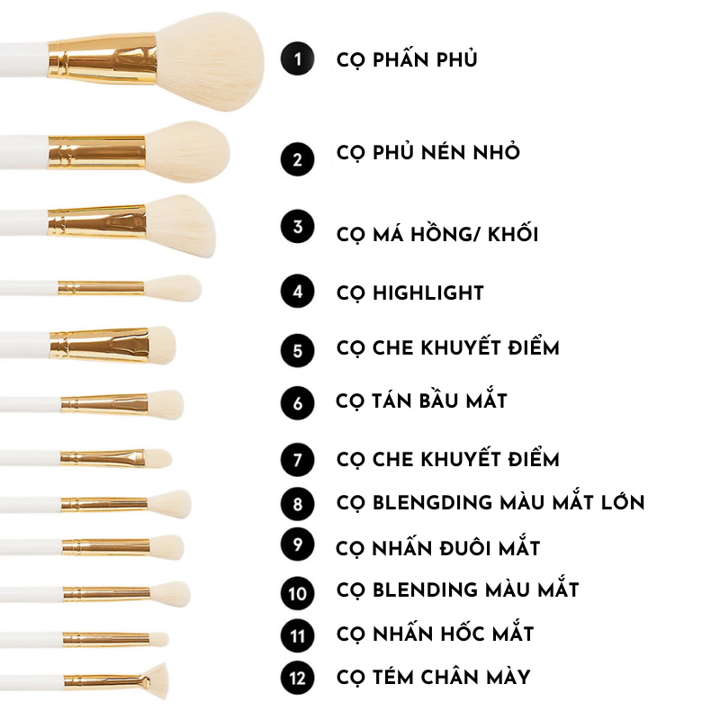 Bộ Cọ Trang Điểm 12 Cây BH COSMETICS There's Snowbody Like You BHBO33